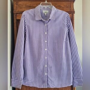 J CREW PERFECT SHIRT PURPLE WHITE GINGHAM CHECK SIZE 12 EXCELLENT